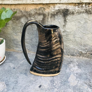 Corne à boire authentique pour animaux, tasse de haute qualité, sans danger pour les aliments, polie à la main, cadeau d'affaires, écologique, forme naturelle, taille L - Product Image 1