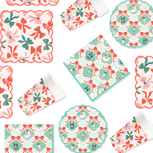 DAMAI Kid Birthday Party Bowknot Table Decorations Kit <b>Disposable</b> Paper Plates Banner <b>Tablecloth</b> Party Tableware Set - Product Image 4