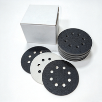 Feuilles abrasives en carbure de silicium de qualité supérieure, 125 mm (5 po), 8 trous, noires, pour le polissage industriel de la pierre