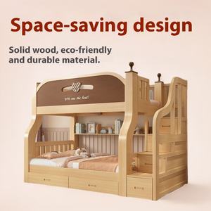 Letti a castello per bambini letti a due piani in legno massello Multi-funzionale letti a castello ispessiti letti a castello - Product Image 3