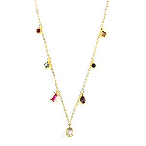 ROXI - Collar con Colgante de Cruz de Oro de 18k y Circonitas de Colores, Joyería para Mujer - Product Image 2