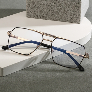 6929 phong cách kinh doanh mới khung quang học cho nam giới cầu đôi hình dạng bấ<span class=keywords><strong>t</strong></span> thường Kính mắ<span class=keywords><strong>t</strong></span> bản lề mùa xuân đền Khung kính - Product Image 2