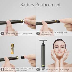 Barra de belleza en forma de T de oro de 24K, masajeador de vibración de mano para cuerpo, cuello, ojos, Estiramiento facial, dirigido a las manos - Product Image 4