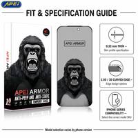 Protection d'écran en verre trempé anti-espion anti-traces de doigts 9H à 26 degrés d'angle de confidentialité pour iPhone 11/XR 15 16 17 Pro 18 Pro Max