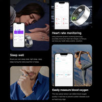 Anillo Inteligente con Oxímetro, Fotografía por Gestos, Monitor de Ritmo Cardíaco y Sueño, Resistente al Agua IP68 5ATM, Controlado por Aplicación, Anillo para Parejas