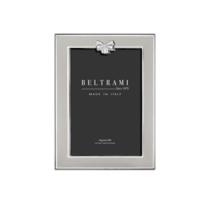 Beltrami Photo <b>Frame</b> <b>4x6</b> Silver Plated With Bow Detail Made In Italy - Product Image 1