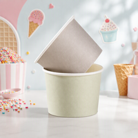 Contenants à crème glacée personnalisés avec logo, gobelets à crème glacée jetables écologiques biodégradables à simple paroi avec couvercle, gobelets en papier