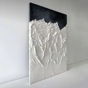 मिनिमलिस्ट मॉडर्न हैंड पेंटेड एब्सट्रैक्ट स्नो माउंटेन 3डी मोटी टेक्सचर वॉल आर्ट डेकोर रिलीफ आर्टवर्क पेंटिंग कैनवास पर