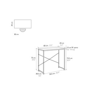 Sveva Fixed <b>Desk</b> <b>Rustic</b> Oak Melamine Top Metal Base Computer <b>Desk</b> Internal Use - Product Image 6