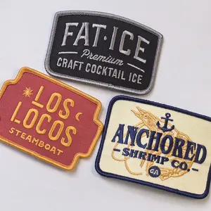 Kustom merek bordir 3D pakaian Logo applique bordir huruf besi pada patch untuk pakaian
