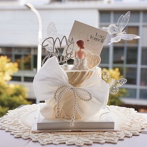 Decoración para Pastel con Lazo Blanco, Miel y Dulzura, con Perlas y Diamantes de Imitación, Adorno para Pastel de Mi Reina, para el Día de San Valentín, Día de la Madre, Qixi - Product Image 1