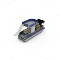 Yacht de luxe certifié CE de 25 pieds (7,5 m), bateau à ponton à double étage en aluminium avec moteur hors-bord pour la croisière et la pêche