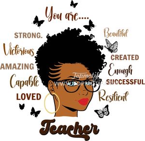 Enseignant noir vous êtes fort belle victorieuse créée incroyable assez capable enseignant résident DTF transfert sacs d'impression - Product Image 2