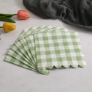 Light Green Checkered Paper Napkins 330mm Disposable For Themed Party Decorations - Product Image 4