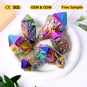 Wholesale Angel Aura Quartz <b>Pineapple</b> Quartz Point Rough Crystal Electroplate Cluster Point for Decoration - Product Image 4