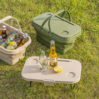 Boîte de rangement alimentaire pliable pour le camping, conteneur alimentaire portable pliable pour le camping avec plateau de service