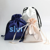 Sac à cheveux en satin de soie écologique recyclable avec logo personnalisé imprimé, super doux, sac cadeau à cordon, pochette anti-poussière