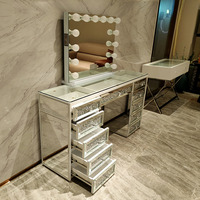Commode moderne à miroir à 11 tiroirs Diamant écrasé 11 tiroirs Diamant écrasé Commode moderne pour chambre à coucher Salon Rangement en verre