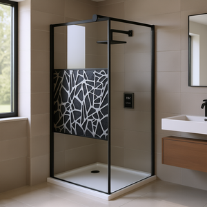 Mur de douche de plain-pied en pierre noire 35.4 "x 76.8" verre ESG modèle D0100HX42K2 pour l'amélioration de la salle de bain - Product Image 2