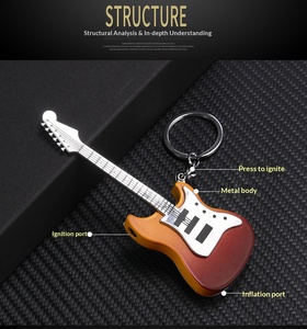 Accendino Creativo a Forma di Chitarra Ricaricabile a Fiamma Morbida con Portachiavi, Regalo Originale per <span class=keywords><strong>Amanti</strong></span> della Musica, Vendita all'Ingrosso - Product Image 2