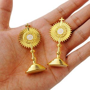 Calice en métal doré JHS européen, saint graal, croix artisanale, fournitures pour la <span class=keywords><strong>communion</strong></span>, décoration de gâteau - Product Image 2