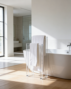 Porte-serviettes autoportant en acrylique transparent à double barre, étanche, minimaliste, pour salle de bain, fournitures pour restaurants et hôtels - Product Image 2