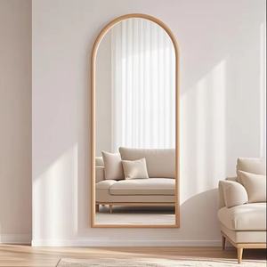 Miroir de salon mural encadré en bois naturel, miroir de <span class=keywords><strong>coiffure</strong></span> de luxe, miroir de coiffage en arche pour salon - Product Image 3