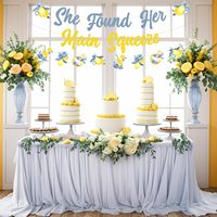 Set Dekorasi Bridal Shower Lemon dan Biru, Spanduk 'She Found Her Main Squeeze', Perlengkapan Pesta Lajang untuk Calon Pengantin