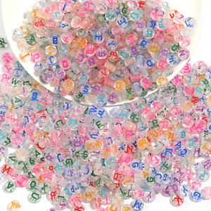 100 unids/bolsa acrílico transparente Color inferior inglés letras cuentas DIY plano redondo suelto cuentas carta cuentas pulsera - Product Image 1