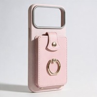 Étui de téléphone anti-RFID en gros avec support anneau et porte-cartes pour iPhone 12 13 14 15 16 17 en cuir PU ODM OEM