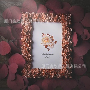 Cadre photo en résine rose 4x6 pouces, décor vertical de table fait main en relief - Product Image 4