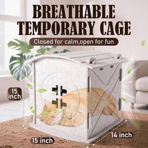 Casa para Gatos de Fieltro, <span class=keywords><strong>Cueva</strong></span> Calefactada, Cubierta, Portátil, Resistente a Arañazos, Aislamiento Térmico, Diseño Moderno y Elegante para Animales Pequeños - Product Image 5