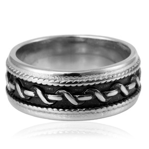 yunnique Men's <b>Titanium</b> Steel <b>Ring</b> Silver Geometric Design Retro Hip Hop Style Index Finger Jewelry Gift - Product Image 4