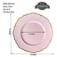 Assiettes rondes en plastique rose festonnées, sûres pour la nourriture, idéales pour les mariages et les fêtes