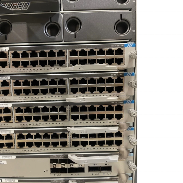 For Cisco Catalyst 9400 Series Modular Switch C9410R with 2x C9400-SUP-1 8x C9400-LC-48U 10G 48 Port PoE Dual PSU QoS Function
