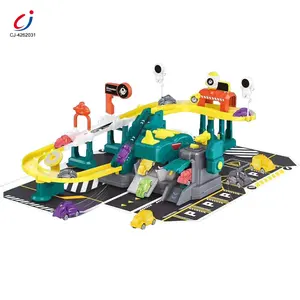 Chengji City Track Parking Speelgoed Kinderen Geassembleerd Dinosaurus Elektrische Baan Parking Speelgoed Met Verlichting Muziek