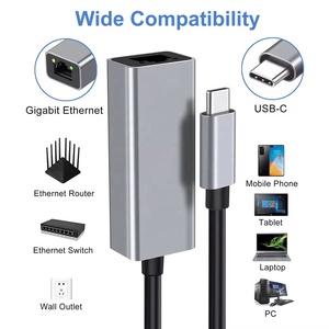 RTL8153 USB C a RJ45 Gigabit Ethernet LAN adaptador Thunderbolt 3 Red para <span class=keywords><strong>Mac</strong></span> Book AirDell XPS gris 10 100 1000Mbps - Product Image 3