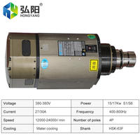 Moteur à eau HYCNC GDL75-HSK63F-24Z/17 4P (pole de moteur HQD) pour centre d'usinage CNC 5 axes, roulement BT30/BT40, 380V 15/17Kw