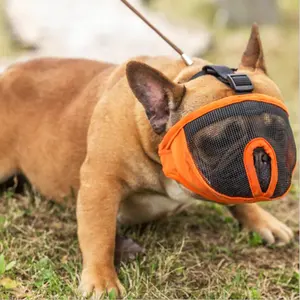 Short Snout Dog Muzzles- Adjustable Breathable Mesh Bulldog Muzzle for Biting Chewing Barking Training Dog face shield