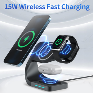 Station de charge rapide et intelligente <span class=keywords><strong>en</strong></span> <span class=keywords><strong>gros</strong></span>, chargeur sans fil magnétique pour téléphones mobiles, appareils photo, station de charge sans fil efficace - Product Image 5