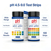 Tiras Reactivas de pH Universales 4.5-9.0, 100 Tiras por Tubo, para Pruebas de pH, Acidez y Alcalinidad en Agua, Orina y Saliva