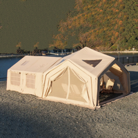 Grande tente gonflable à double couche, imperméable, quatre saisons, avec trois chambres pour le camping familial en plein air