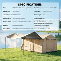 Tente tunnel gonflable en coton monobloc CE pour 6 à 8 personnes, grande tente de camping portable pour l'extérieur, résistante à la pluie, pour le camping