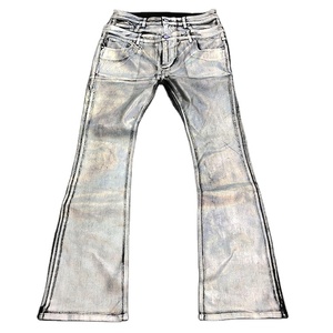 <span class=keywords><strong>Jeans</strong></span> EDGE DENIM da Uomo Baggy Svasati di Ottima Qualità Streetwear Personalizzati a Vita Doppia con Rivestimento Cerato Argento Arcobaleno - Product Image 1
