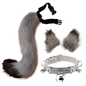 Halloween Handmade Wolf Ears Hair Clip Fox Tail Cos Beast Ears Beast Tail Set Accessories Party Decoration