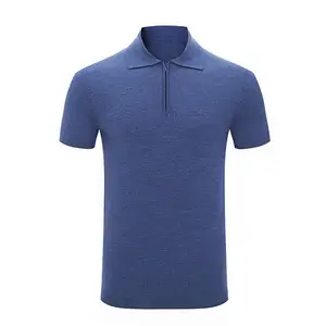 OEM Branded Sports Polo T-shirts Custom Men's Knitted Golf Merino Wool Zip Polo Shirts