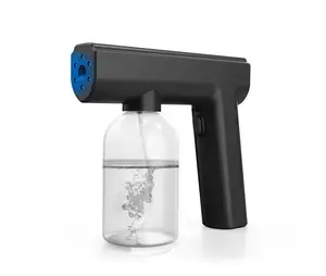 Black Cordless Handy Hair Nano Mist Spray Gun Professional Barber Aftershave Spray Gun with Blue Light