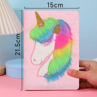 Cuaderno de Unicornio de Peluche A5 de Alta Calidad, 80 Hojas, Libro de Cuentas para Estudiantes, Papelería Cultural de Cuero Impreso para Niños