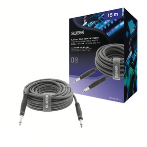 Câble de haut-parleur 6,35 mm mâle vers 6,35 mm mâle 15 m gris foncé pour connexion audio - Product Image 2