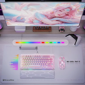 GravaStar K1 75% Gasket Mechanical <b>Keyboard</b>, Tri-mode <b>Keyboard</b> with Star Pink Switch, Jelly Keycaps & RGB Backlight for Home Use - Product Image 4